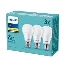 PACK 3x Ampoule LED Philips E27/9W/230V 2700K