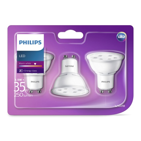 PACK 3x Ampoule LED Philips GU10/3,5W/230V 2700K