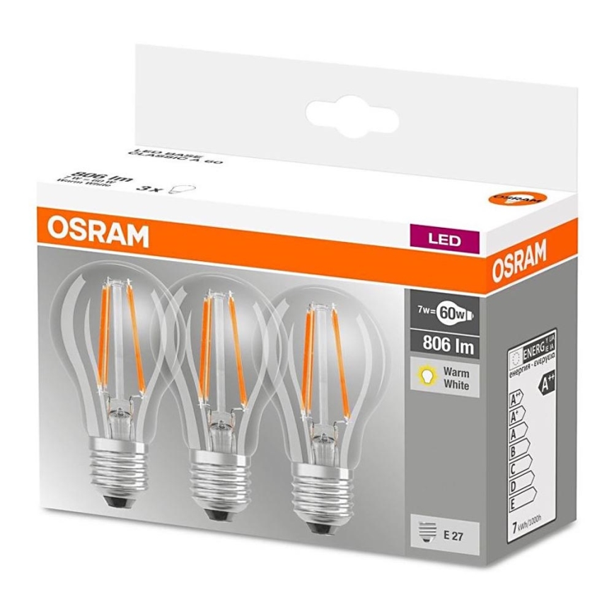 PACK 3x Ampoule LED VINTAGE E27/7W/230V 2700K - Osram