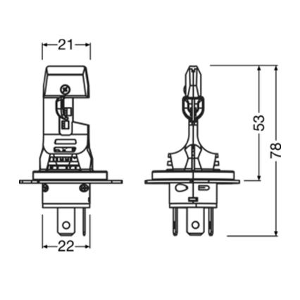 Pack de 2 ampoules LED pour voiture NIGHT BREAKER SPEED H4 P43T/14W/12V 6000K - Osram