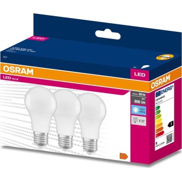 Pack de 3 ampoules LED A60 E27/8,5W/230V 6500K - Osram