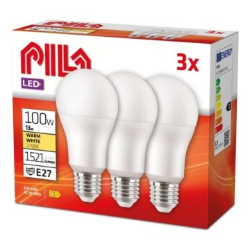 Pack de 3 ampoules LED Philips Pila E27/13W/230V 2700K