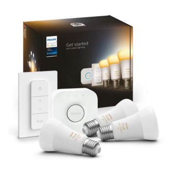 Pack de démarrage Philips Hue White Ambiance 3xE27/11W 2200-6500K + pont Hue et télécommande variateur