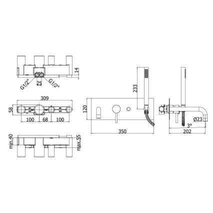 Paffoni - Badset LIGHT zwart