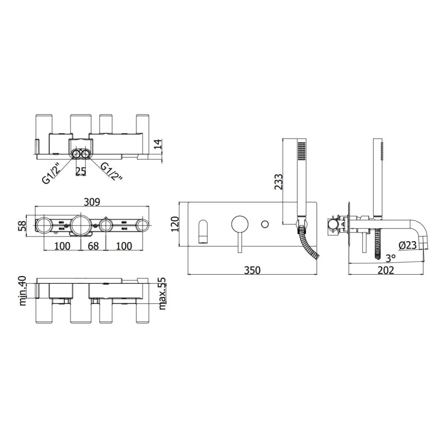 Paffoni - Badset LIGHT zwart