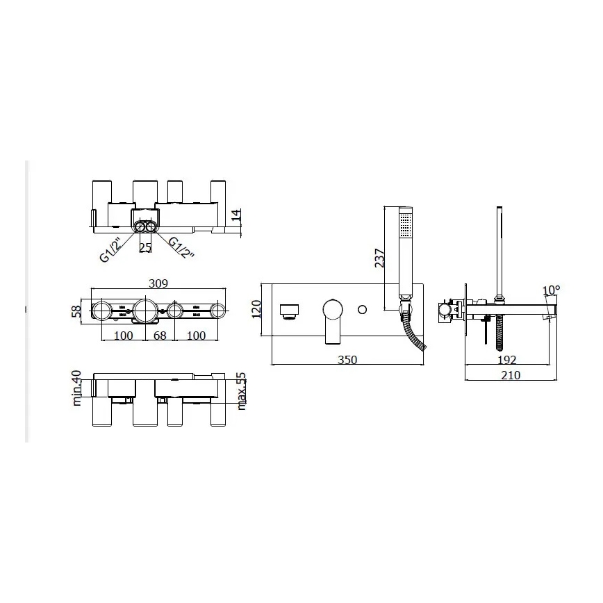 Paffoni - Badset met inbouwmengkraan TANGO glanzend chroom