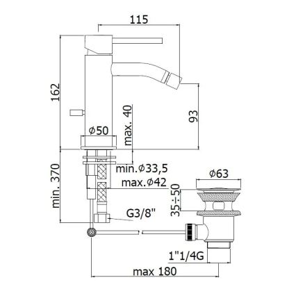 Paffoni - Bidetmengkraan + afvoerset LIGHT, geborsteld goud