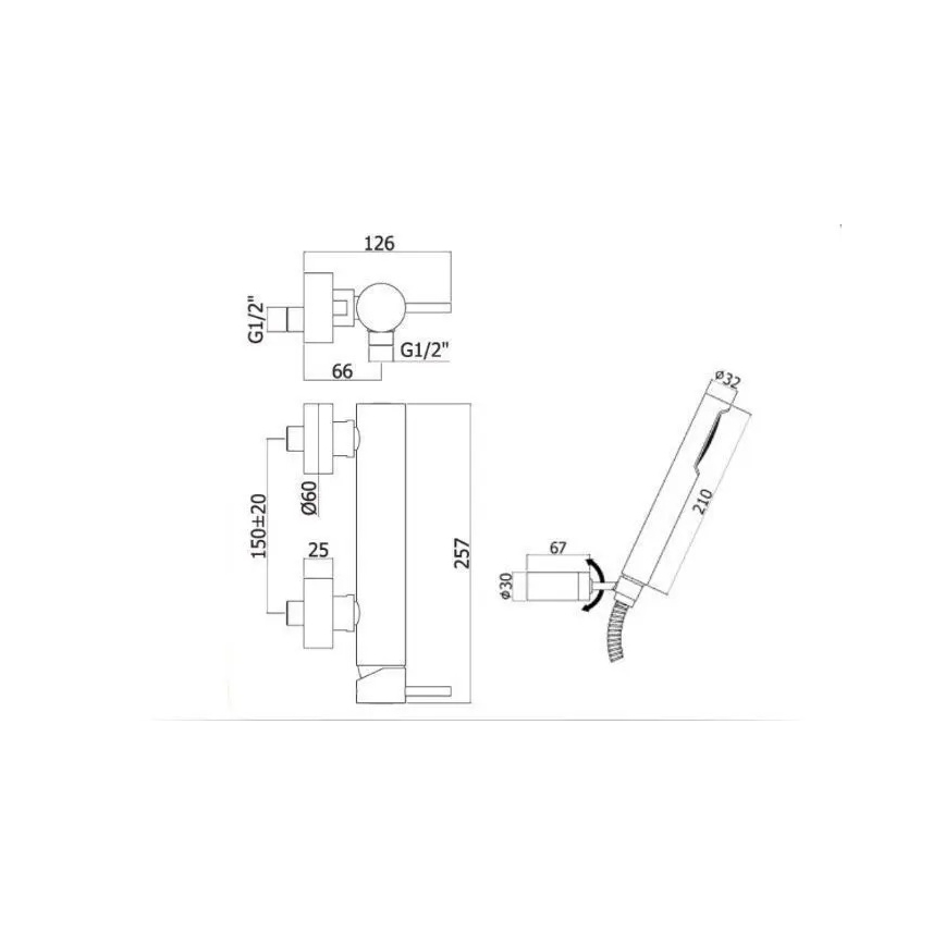 Paffoni - Doucheset LIGHT met mengkraan, mat zwart