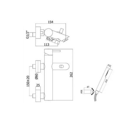 Paffoni - Ensemble pour baignoire LIGHT, finition chrome brillant