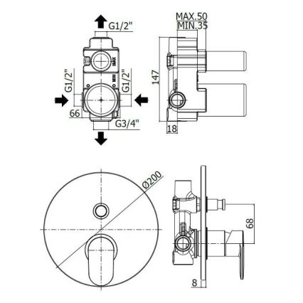Paffoni - Inbouw badkraan CANDY, hoogglans chroom