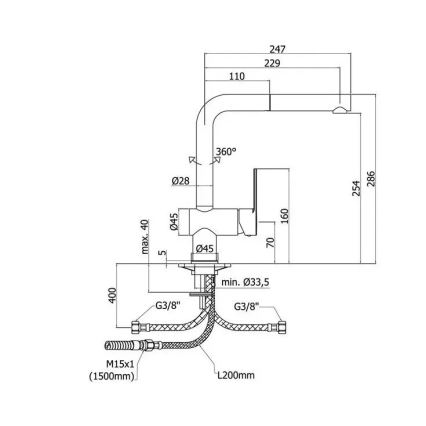 Paffoni - Keukenkraan met uittrekbare sproeikop RINGO 28,6 cm