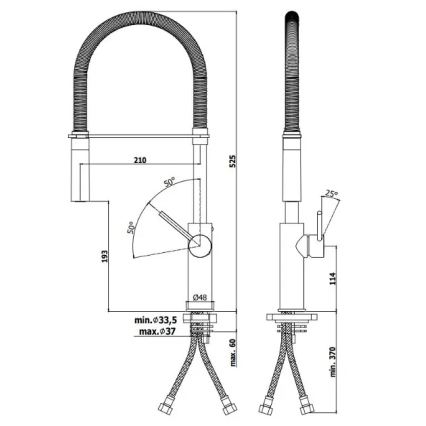 Paffoni - Keukenkraan met uittrekbare uitloop LIGHT 52,5 cm zwart