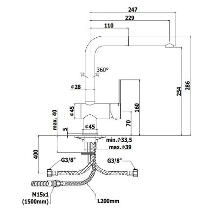 Paffoni - Keukenkraan RINGO met uittrekbare uitloop, zwart