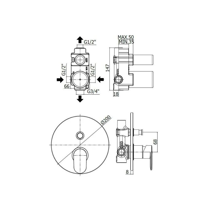 Paffoni - Mitigeur de baignoire encastrable CANDY, chrome brillant