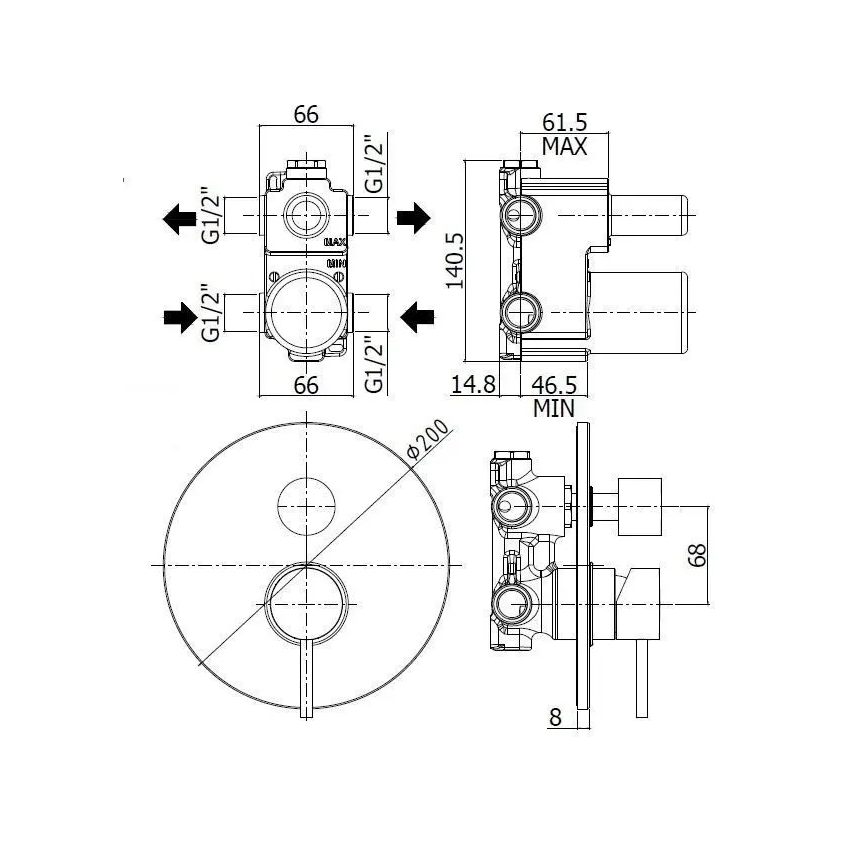 Paffoni - Mitigeur de douche encastré LIGHT en inox