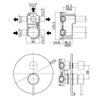 Paffoni - Mitigeur de douche pour installation encastrée LIGHT noir