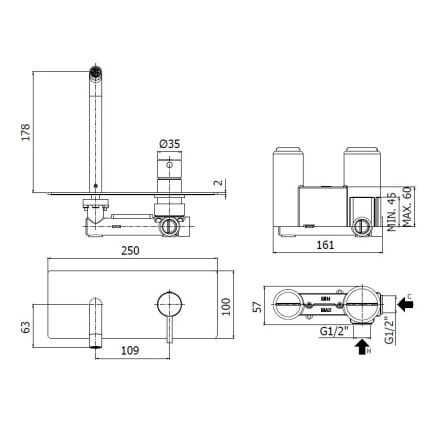 Paffoni - Mitigeur de lavabo pour installation encastrée LIGHT, chrome brillant