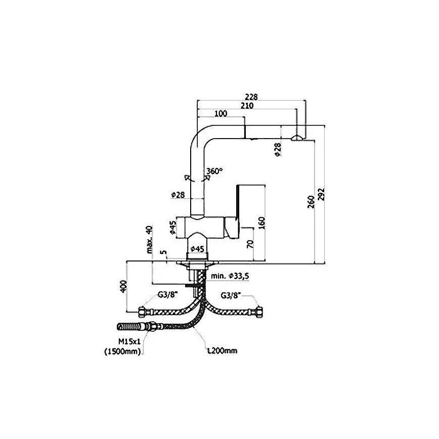 Paffoni - Mitigeur d'évier avec douchette extractible RINGO 29,2 cm