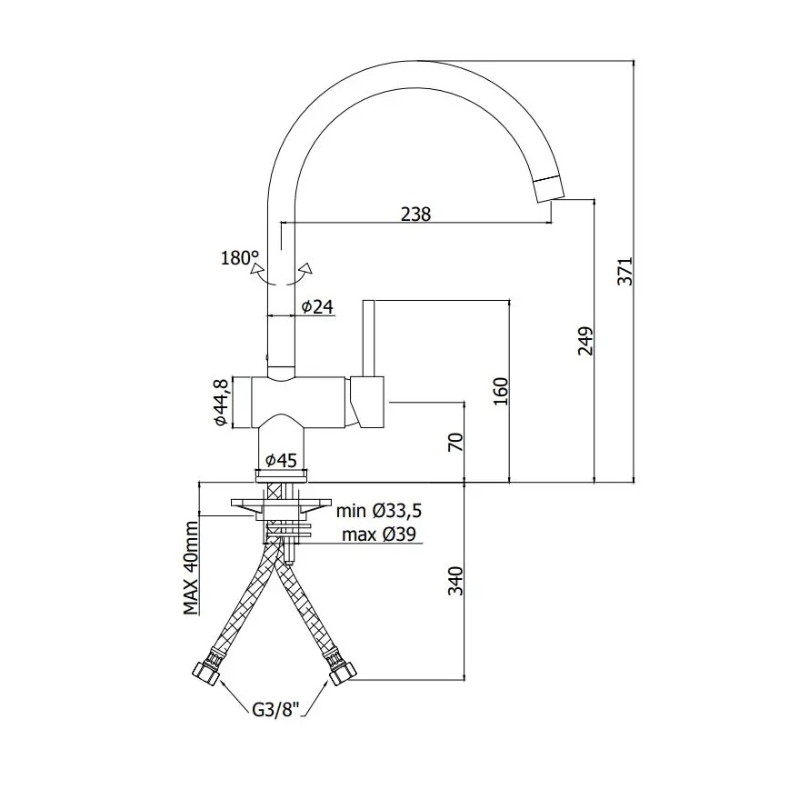 Paffoni - Mitigeur d'évier LIGHT noir