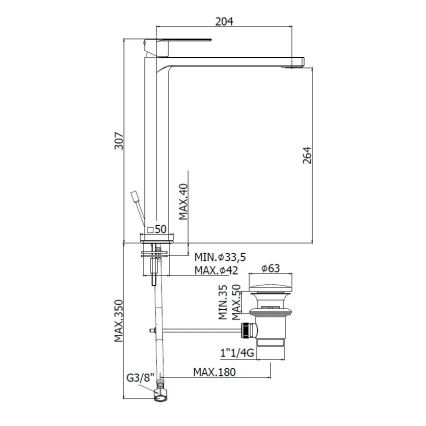 Paffoni - Mitigeur pour lavabo + bonde TANGO inox
