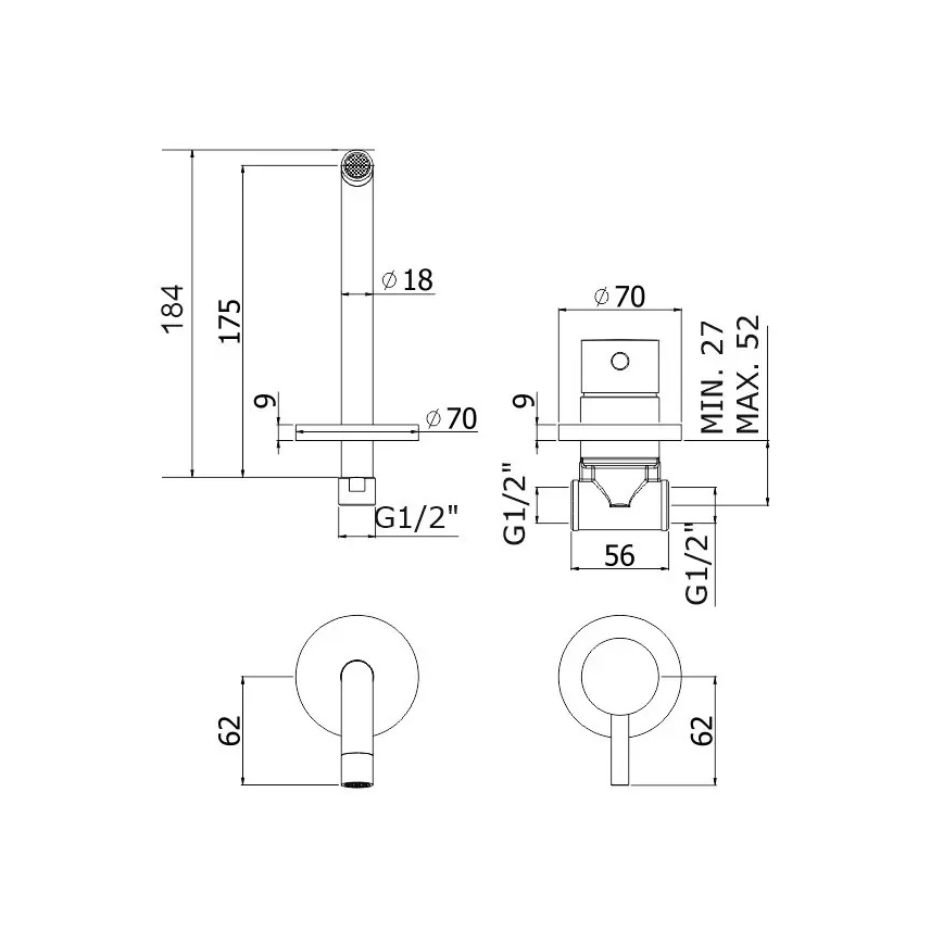 Paffoni - Mitigeur pour lavabo encastré LIGHT, finition chrome brillant