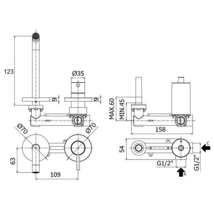 Paffoni - Wastafelkraan voor inbouw LIGHT wit