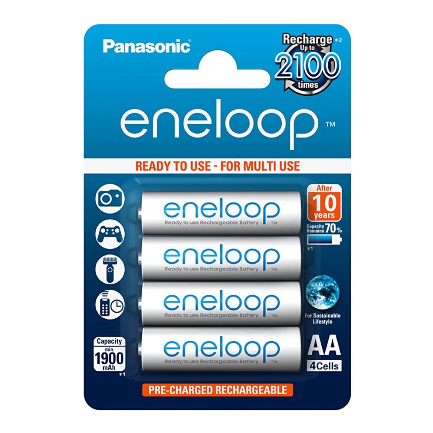 Panasonic Eneloop BK-3MCCE - 4 stuks oplaadbare AA-batterijen Eneloop NiMH/1,2V/1900mAh