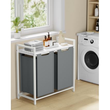 Panier à linge REX blanc/gris