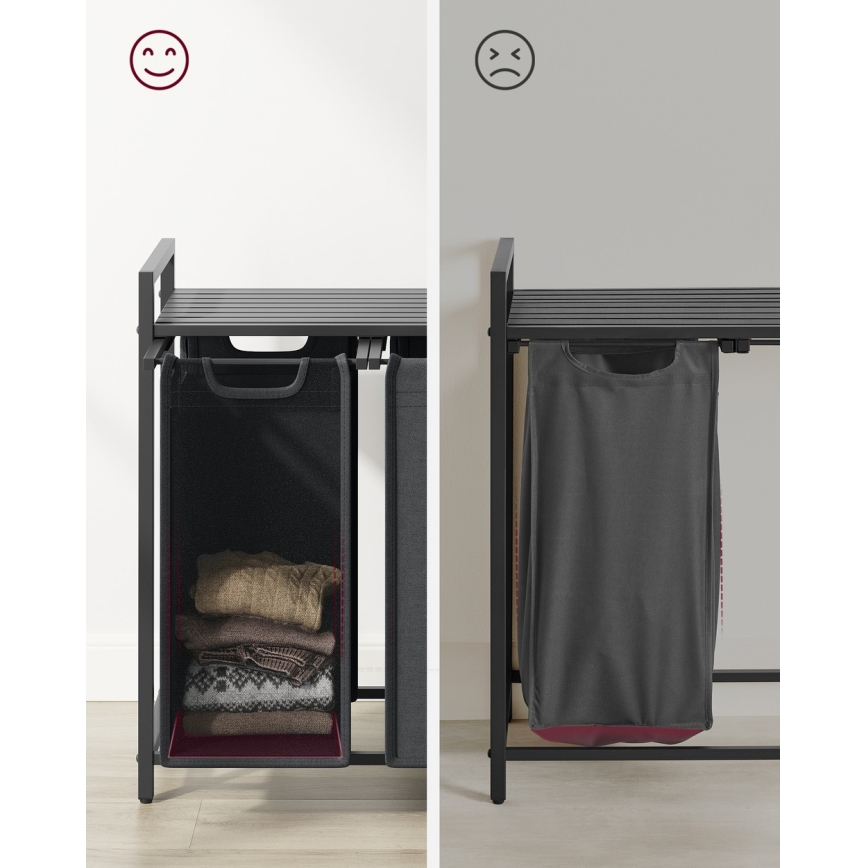 Panier à linge REX noir/gris