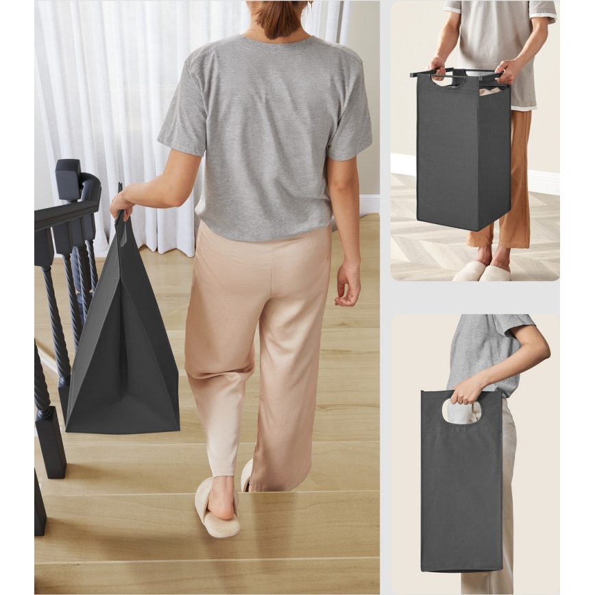 Panier à linge REX noir/gris