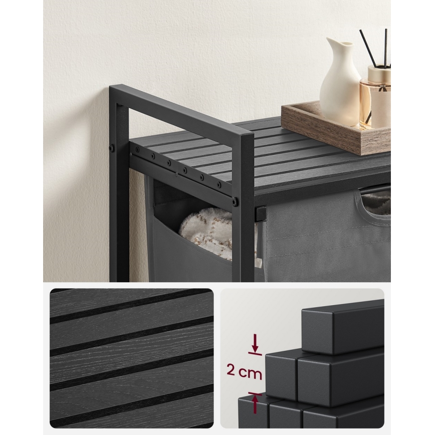 Panier à linge REX noir/gris