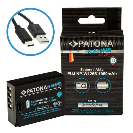 PATONA - Accu Fuji NP-W126S 1050mAh Li-Ion Platinum USB-C opladen