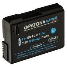 PATONA - Accu Nikon EN-EL14/EN-EL14A 1030mAh Li-Ion Platinum USB-C opladen