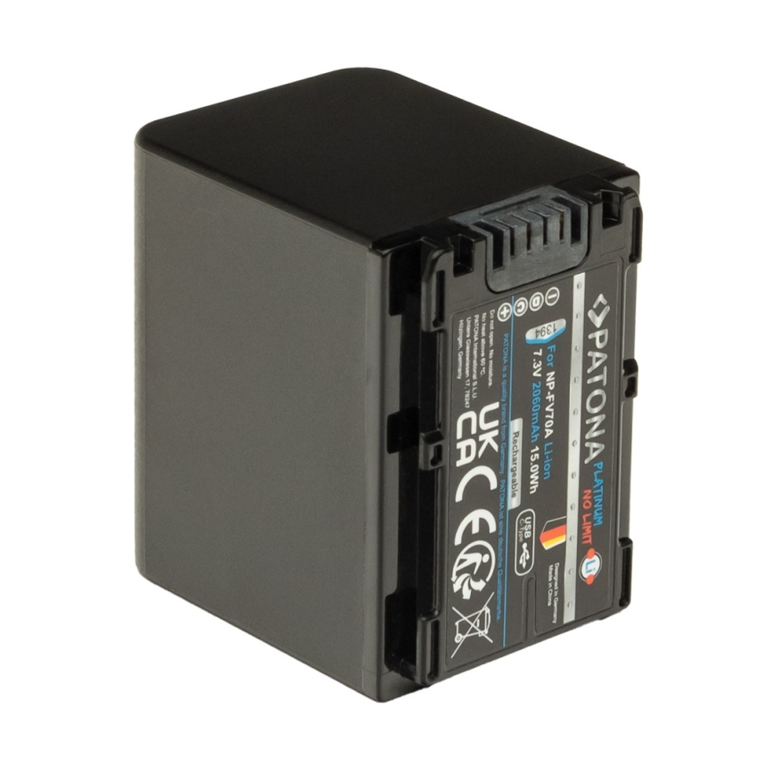 PATONA - Accu Sony NP-FV70A 2060mAh Li-Ion Platinum USB-C opladen
