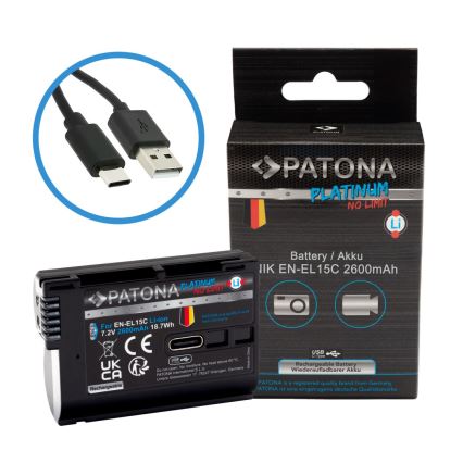 PATONA - Accu voor Nikon EN-EL15C 2600mAh Li-Ion Platinum USB-C