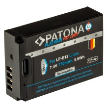 PATONA - Batterie Canon LP-E12 750mAh Li-Ion Platinum USB-C charge