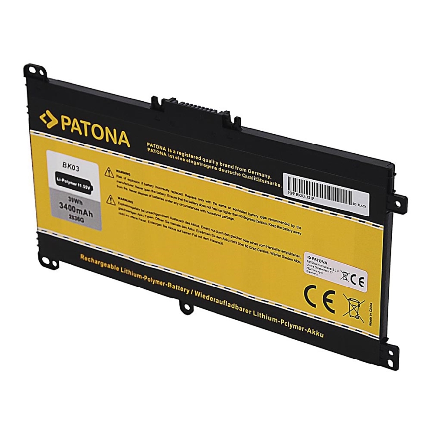 PATONA - Batterie HP Pavilion X360 3400mAh Li-Pol 11,55V BK03XL