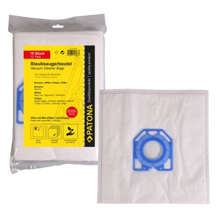 PATONA - LOT 10x Sac filtrant PH84 pour Philips, Nilfisk, Menalux