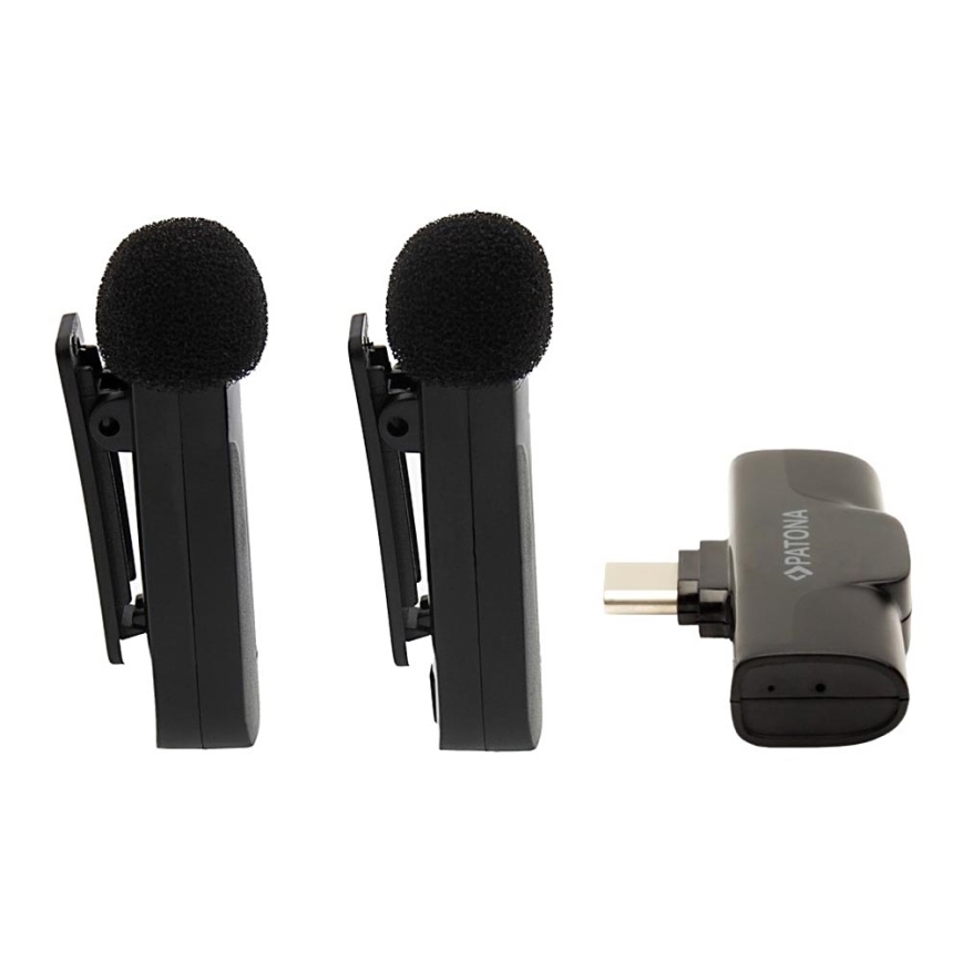 PATONA - LOT 2x Micro sans fil avec pince pour smartphones USB-C 5V 50 mAh