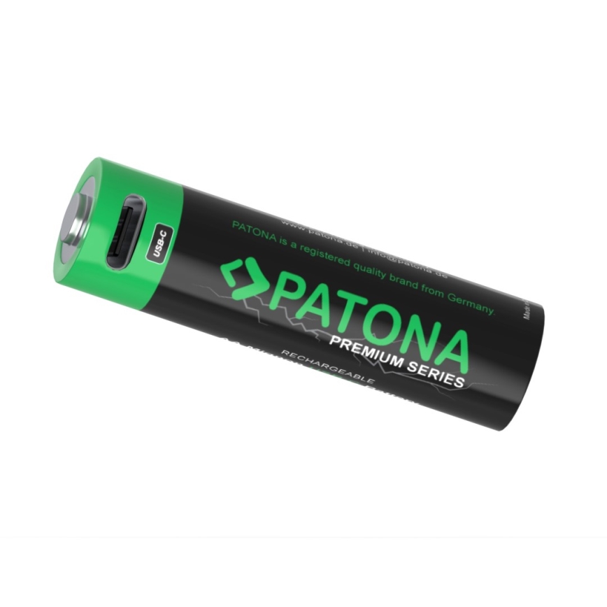 PATONA - SET 4x Accu AA/LR6 Li-Pol 2000mAh 1,5Vs met USB-C opladen