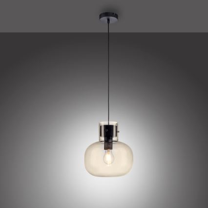 Paul Neuhaus 2003-27 - Suspension filaire SHITAKE 1xE27/10W/230V d. 25 cm fumé