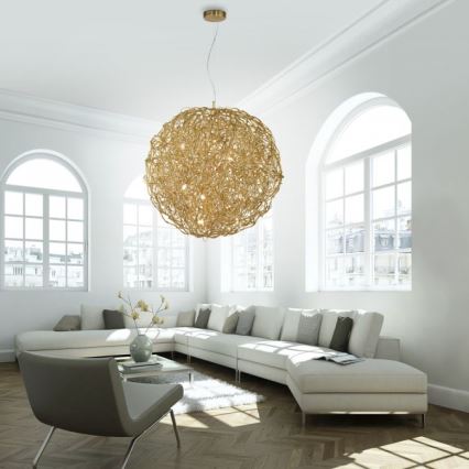 Paul Neuhaus 2019-12 - Hanglamp aan kabel SAREA 15xG9/40W/230V goudkleurig