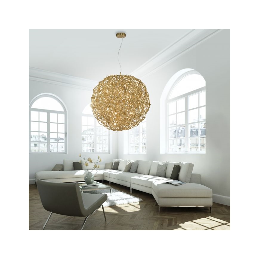 Paul Neuhaus 2019-12 - Hanglamp aan kabel SAREA 15xG9/40W/230V goudkleurig