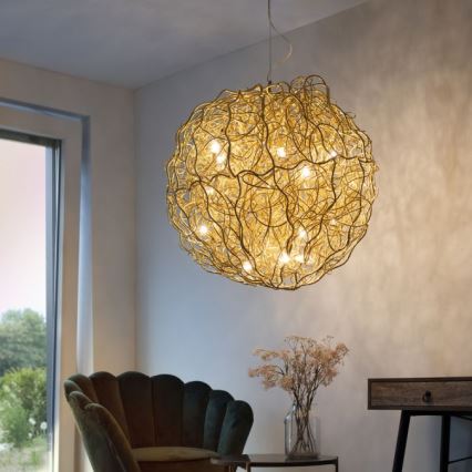 Paul Neuhaus 2019-12 - Hanglamp aan kabel SAREA 15xG9/40W/230V goudkleurig