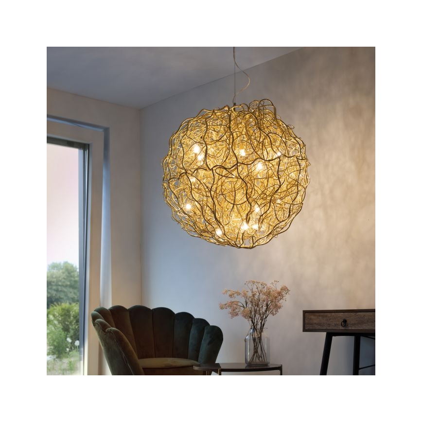 Paul Neuhaus 2019-12 - Hanglamp aan kabel SAREA 15xG9/40W/230V goudkleurig