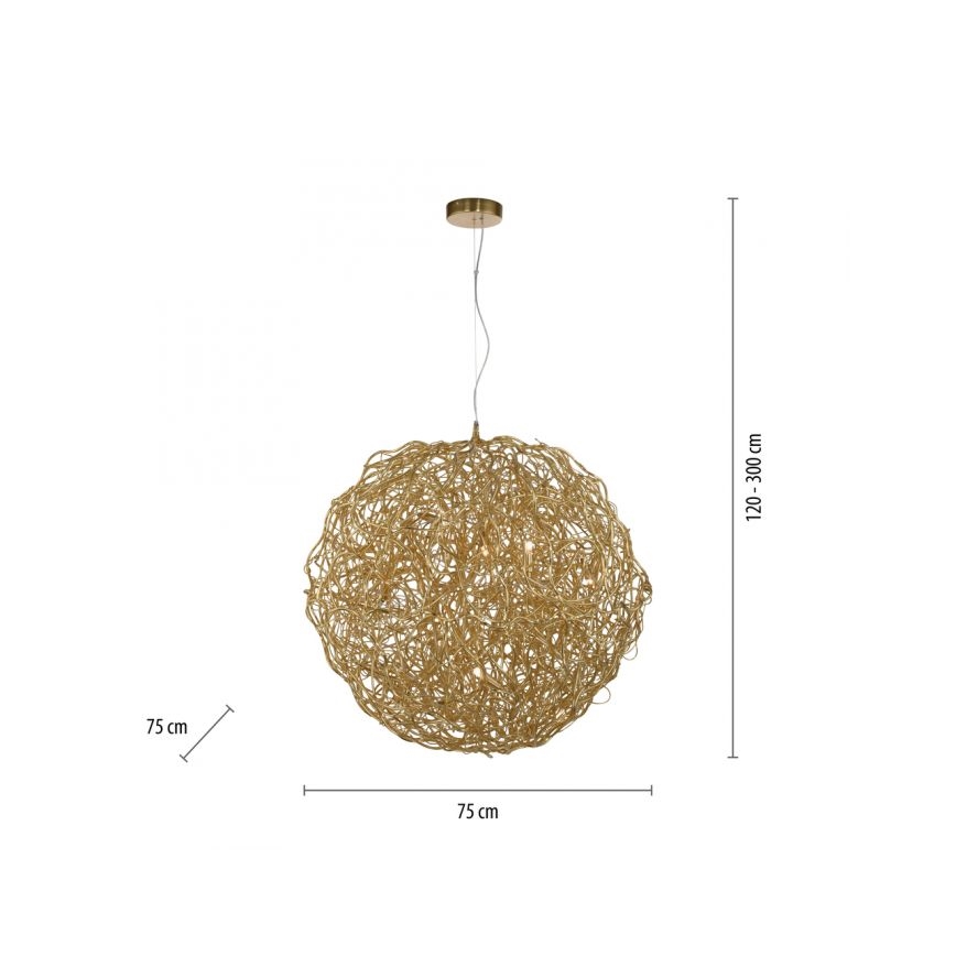 Paul Neuhaus 2019-12 - Hanglamp aan kabel SAREA 15xG9/40W/230V goudkleurig