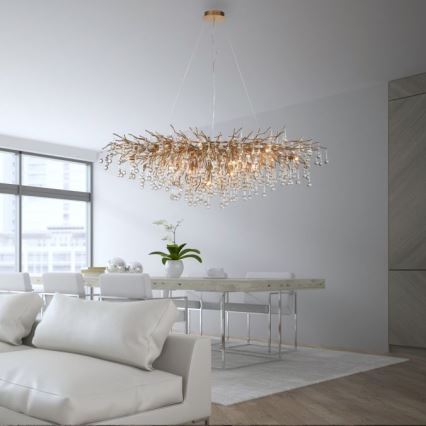 Paul Neuhaus 2031-11 - Suspension filaire ICICLE 15xG9/40W/230V 75x150 cm laiton