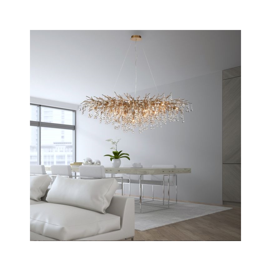 Paul Neuhaus 2031-11 - Suspension filaire ICICLE 15xG9/40W/230V 75x150 cm laiton