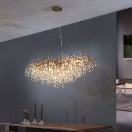 Paul Neuhaus 2031-11 - Suspension filaire ICICLE 15xG9/40W/230V 75x150 cm laiton
