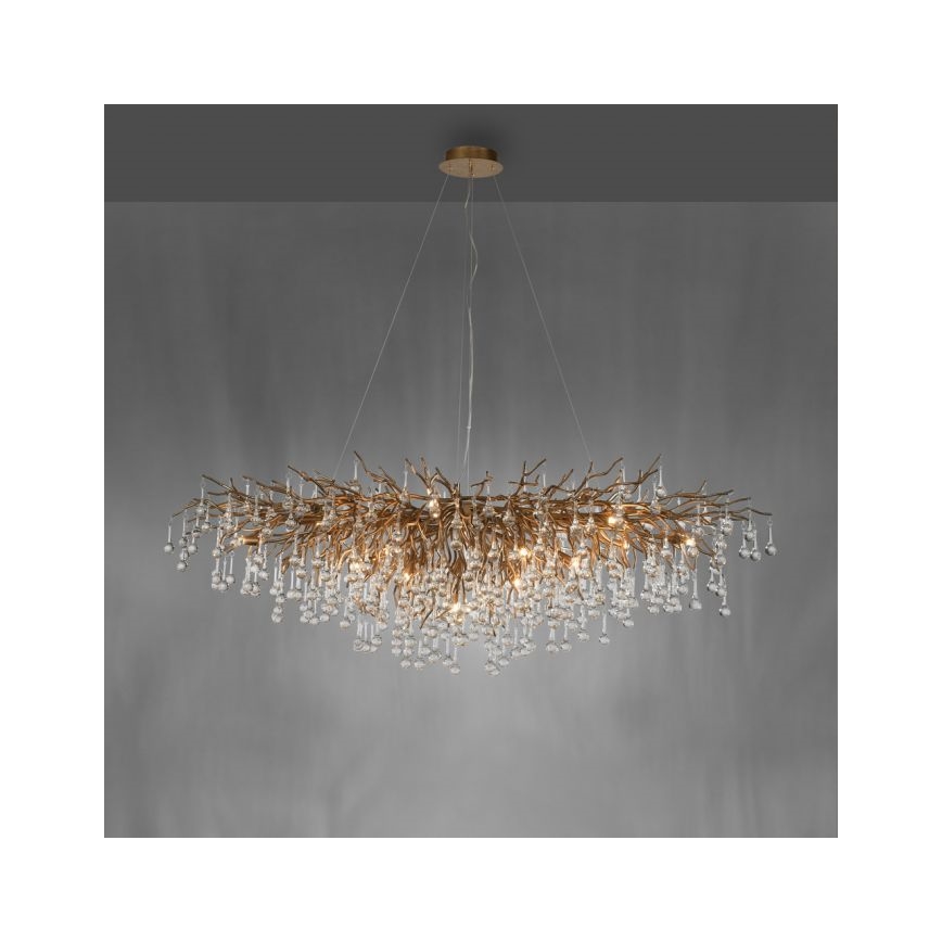 Paul Neuhaus 2031-11 - Suspension filaire ICICLE 15xG9/40W/230V 75x150 cm laiton